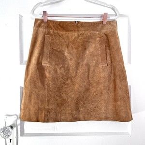 Kut From The Kloth Suede Skirt Womens 6 Tan Mini Leather A Line